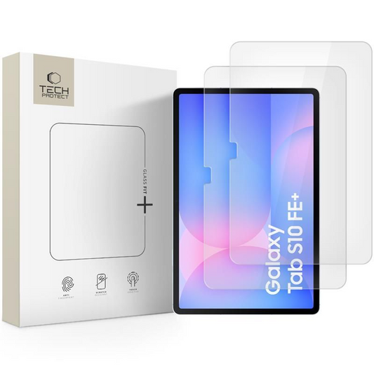 Skærmbeskyttelsesfilm Tech-Protect FIT+ til Samsung Galaxy Tab S10 FE+, Hærdet Glas, Fuldklæbende, Sæt med 2 stykker, 2.5D