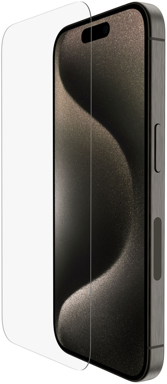Belkin ScreenForce Tempereret Glas Skærmbeskytter til Apple iPhone 15 Pro Max, Sikkerhedsglas, Full Glue OVA138zz