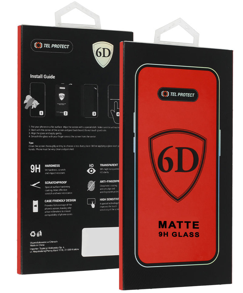 Mat skærmbeskyttelsesfilm OEM til Apple iPhone 18 Pro, hærdet glas, fuld lim, 6D, sort