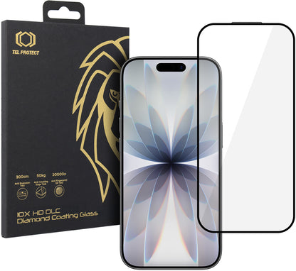 Tel Protect 10X HD DLC Diamond Coating skærmbeskytter til Apple iPhone 17 / 16 Pro, hærdet glas, fuldlimet, sort