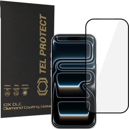 Tel Protect 10X HD DLC Diamond Coating skærmbeskyttelse til Apple iPhone 18 Pro / 17 Pro, hærdet glas, fuldlimet, sort