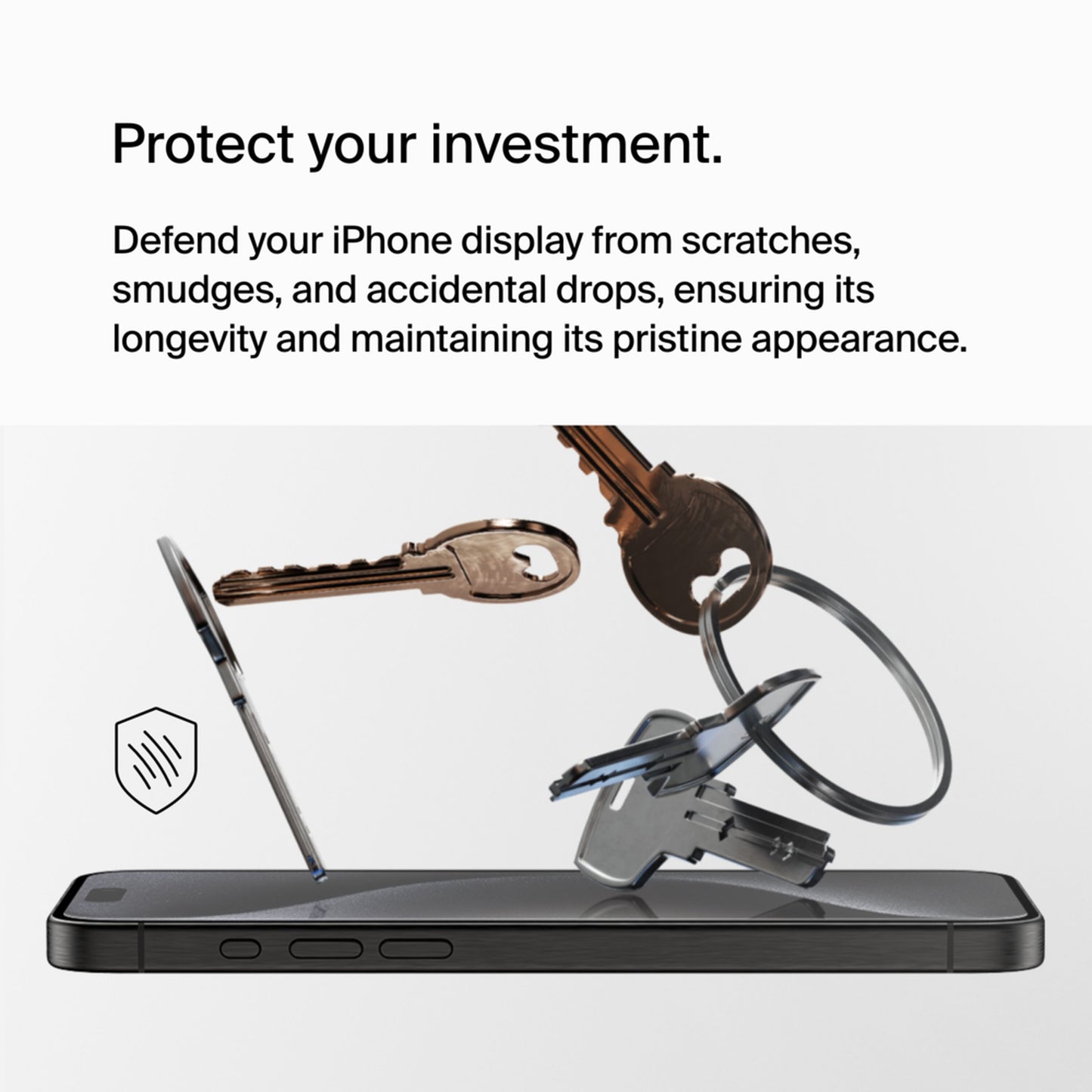 Belkin ScreenForce UltraGlass 2 Screen Protector for Apple iPhone 15 Pro Max, Tempered Glass, Full Glue OVA134zz