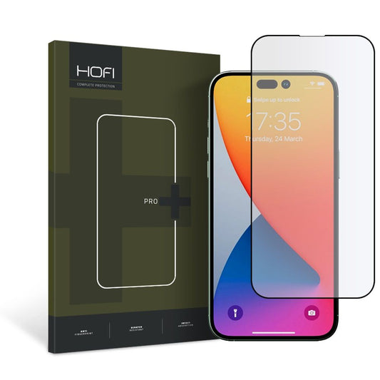 HOFI PRO+ Skærmbeskytter til Apple iPhone 14 Pro, Hærdet Glas, Fuld Lim, Sort
