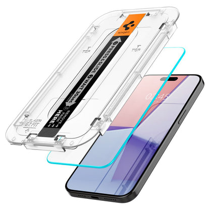 Beskyttelsesfilm til skærm Spigen GlastR EZ FIT til Apple iPhone 15 Pro Max, Hærdet glas, Fuldklæbende, Sæt med 2 stykker AGL06872
