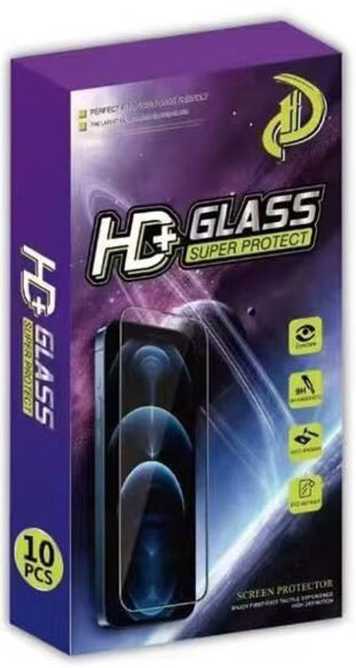 OEM skærmbeskyttelsesfilm til Apple iPhone 15 Pro Max, hærdet glas, fuld lim, sæt med 10 stk., 9D, sort