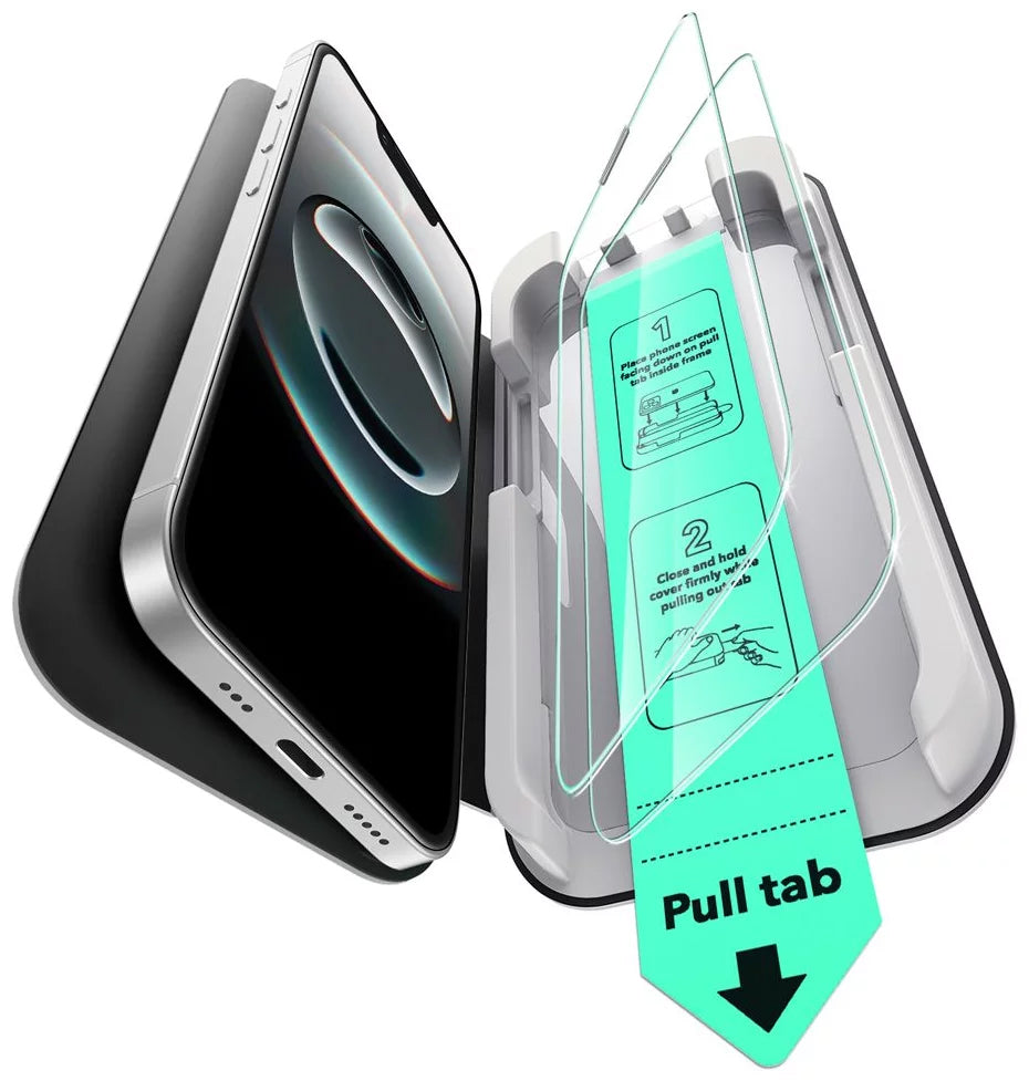 Beskyttelsesfilm ESR Ultrafit til Apple iPhone 17e / 16e / 14 / 13 Pro, Hærdet Glas, Fuldklæbende, Sæt med 2 stykker