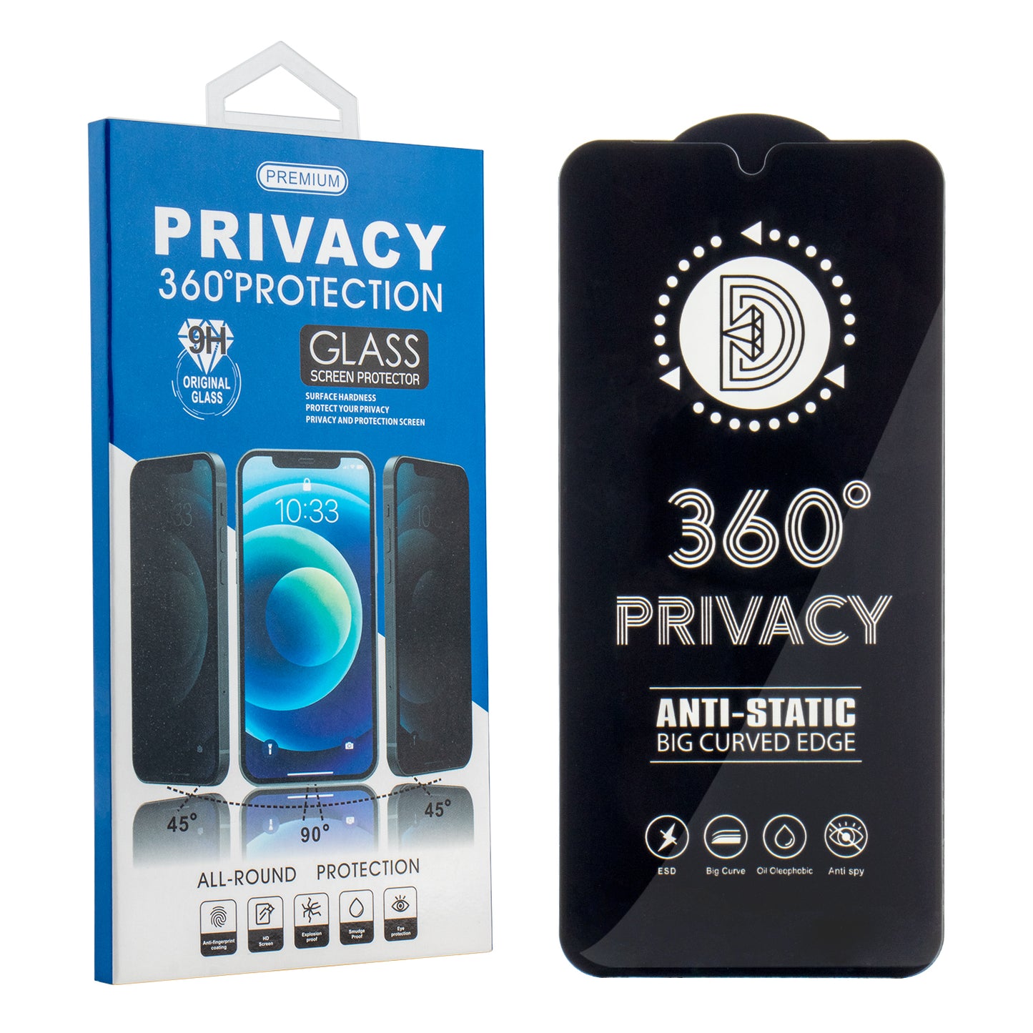 Privacy-skærmbeskyttelsesfilm OEM 360 til Samsung Galaxy A37 5G, hærdet glas, fuld lim