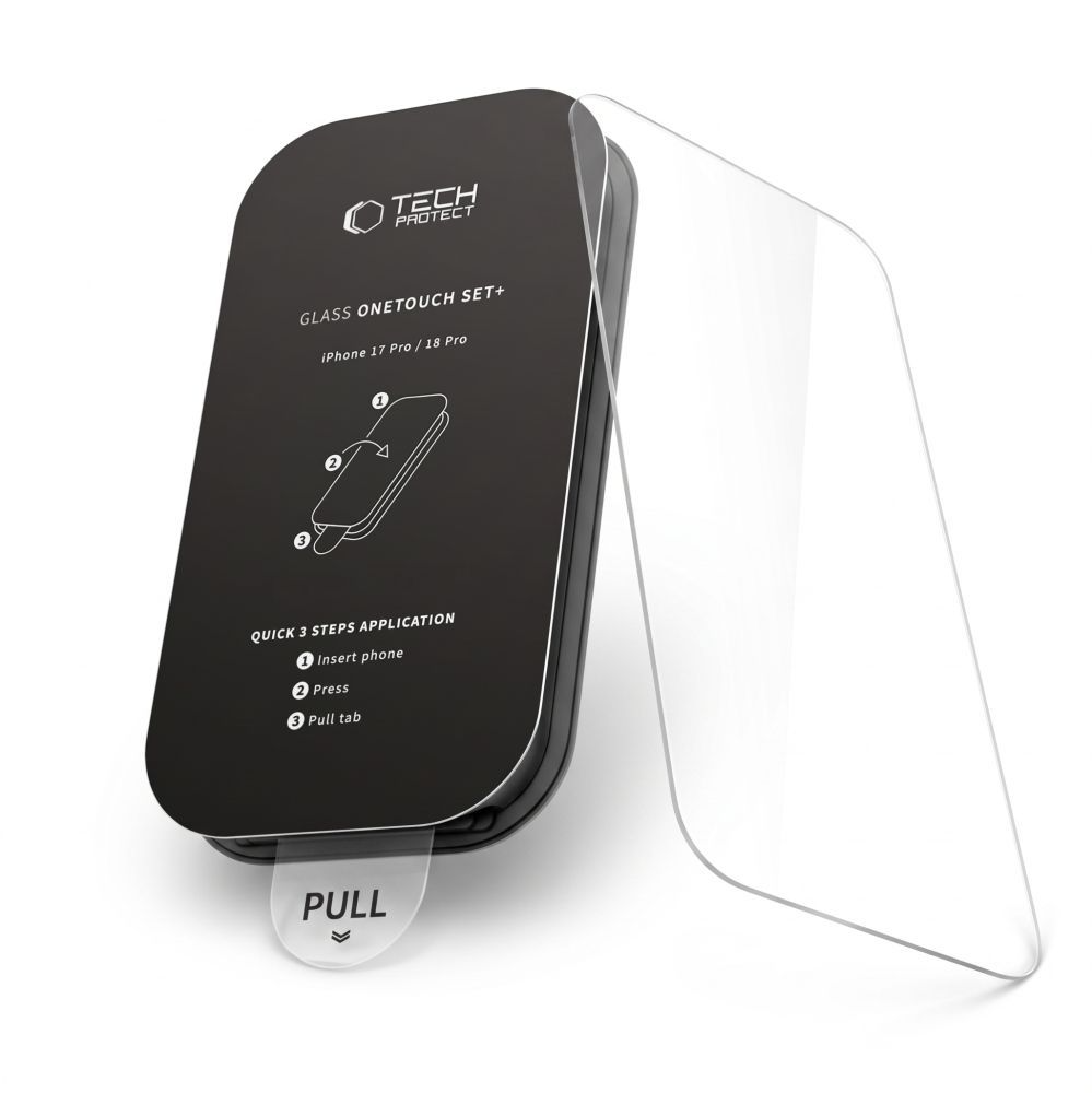 Tech-Protect OneTouch Skærmbeskytter til Apple iPhone 18 Pro Max / 17 Pro Max, Hærdet Glas, Fuld Lim, Sæt med 2 stk., Transparent
