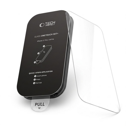 Tech-Protect OneTouch Skærmbeskytter til Apple iPhone 18 Pro Max / 17 Pro Max, Hærdet Glas, Fuld Lim, Sæt med 2 stk., Transparent