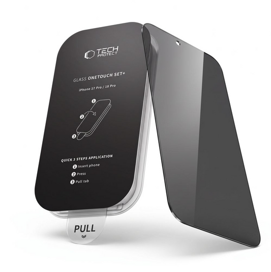 Privacy Tech-Protect OneTouch skærmbeskytter til Apple iPhone 18 Pro Max, hærdet glas, fuld lim, sæt med 2 stk.