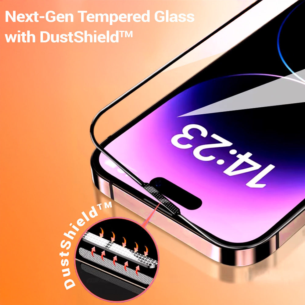Tel Protect 10X HD Plus Titanium Screen Protector for Apple iPhone 17 / 16 Pro, Tempered Glass, Full Glue, Black