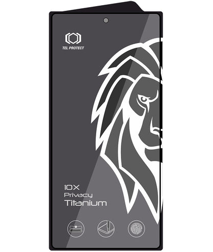 Tel Protect 10X Plus Titanium privacy-skærmbeskytter til Samsung Galaxy S25 Ultra S938, hærdet glas, fuldlimet
