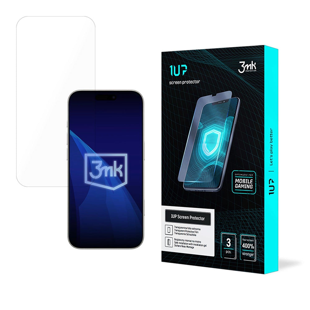 Skærmbeskyttelsesfolie 3MK 1UP til Apple iPhone 17 Pro Max, Hærdet Glas, Fuldklæbende, Sæt med 3 stykker