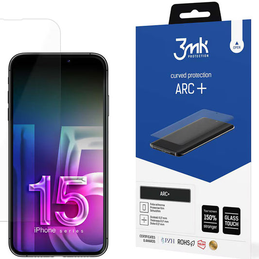 Skærmbeskyttelsesfilm 3MK ARC+ til Apple iPhone 15, Plastik