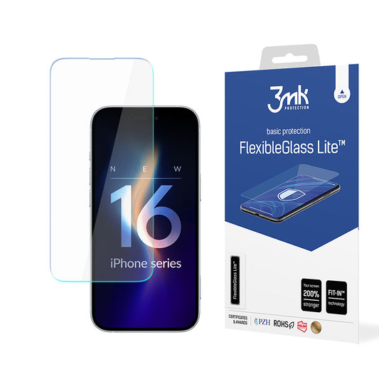 Skærmbeskyttelsesfilm 3MK FlexibleGlass Lite til Apple iPhone 16 Pro Max, Fleksibelt Glas, Fuld Lim