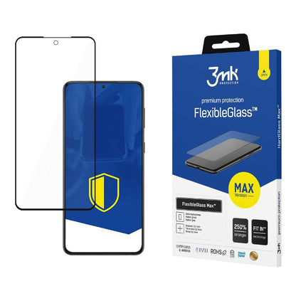 Skærmbeskyttelsesfilm 3MK FlexibleGlass Max til Samsung Galaxy S24 S921, Fleksibelt Glas, Fuld Lim, Sort