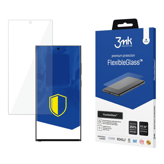 3MK FlexibleGlass Skærmbeskytter til Samsung Galaxy S24 Ultra S928, Fleksibelt Glas, Fuld Lim
