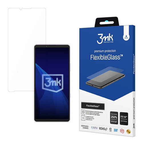 3MK FlexibleGlass Skærmbeskytter til Sony Xperia 10 VIII, Fleksibelt Glas, Fuld Lim