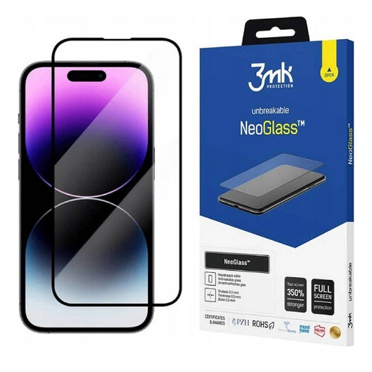 Skærmbeskyttelsesfilm 3MK NeoGlass til Apple iPhone 14 Pro Max, Hærdet Glas, Fuld Lim, Sort