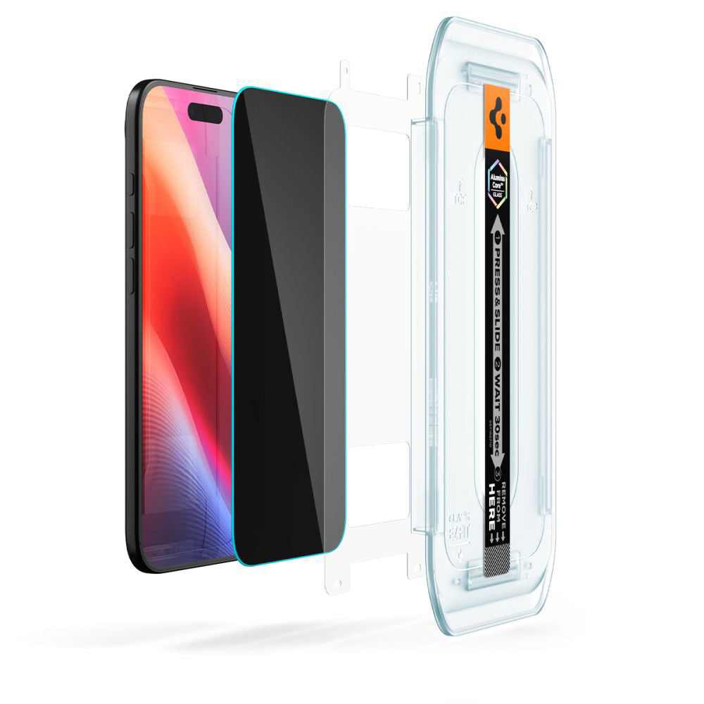 Beskyttelsesfilm til skærm Privacy Spigen GlastR EZ FIT til Apple iPhone 17 Air, Hærdet Glas, Full Glue, Sæt med 2 stykker