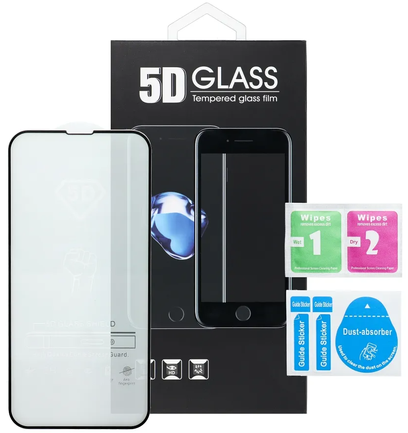 OEM Skærmbeskytter til Motorola Moto G57 / G67 Power / G57 Power, Hærdet Glas, Fuld Lim, 5D, Sort