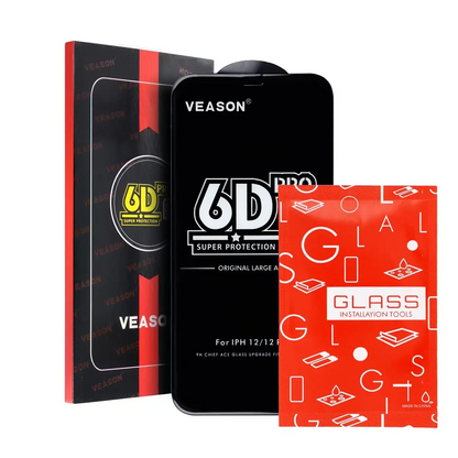 Veason PRO Skærmbeskyttelsesfilm til Apple iPhone 17 / 16 Pro, Hærdet Glas, Fuld Lim, 6D, Sort