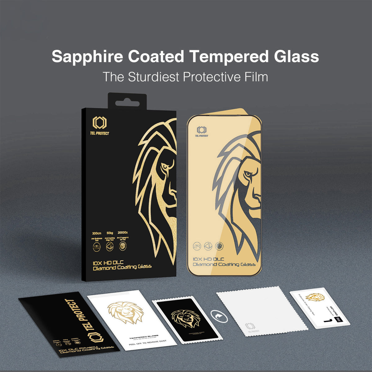 Tel Protect 10X HD DLC Diamond Coating skærmbeskytter til Apple iPhone 17 / 16 Pro, hærdet glas, fuldlimet, sort