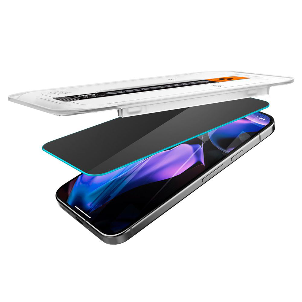 Privacy Skærmbeskyttelse Spigen GlastR EZ FIT til Google Pixel 9 / 9 Pro, Hærdet Glas, Fuld Lim, Sæt med 2 stk.