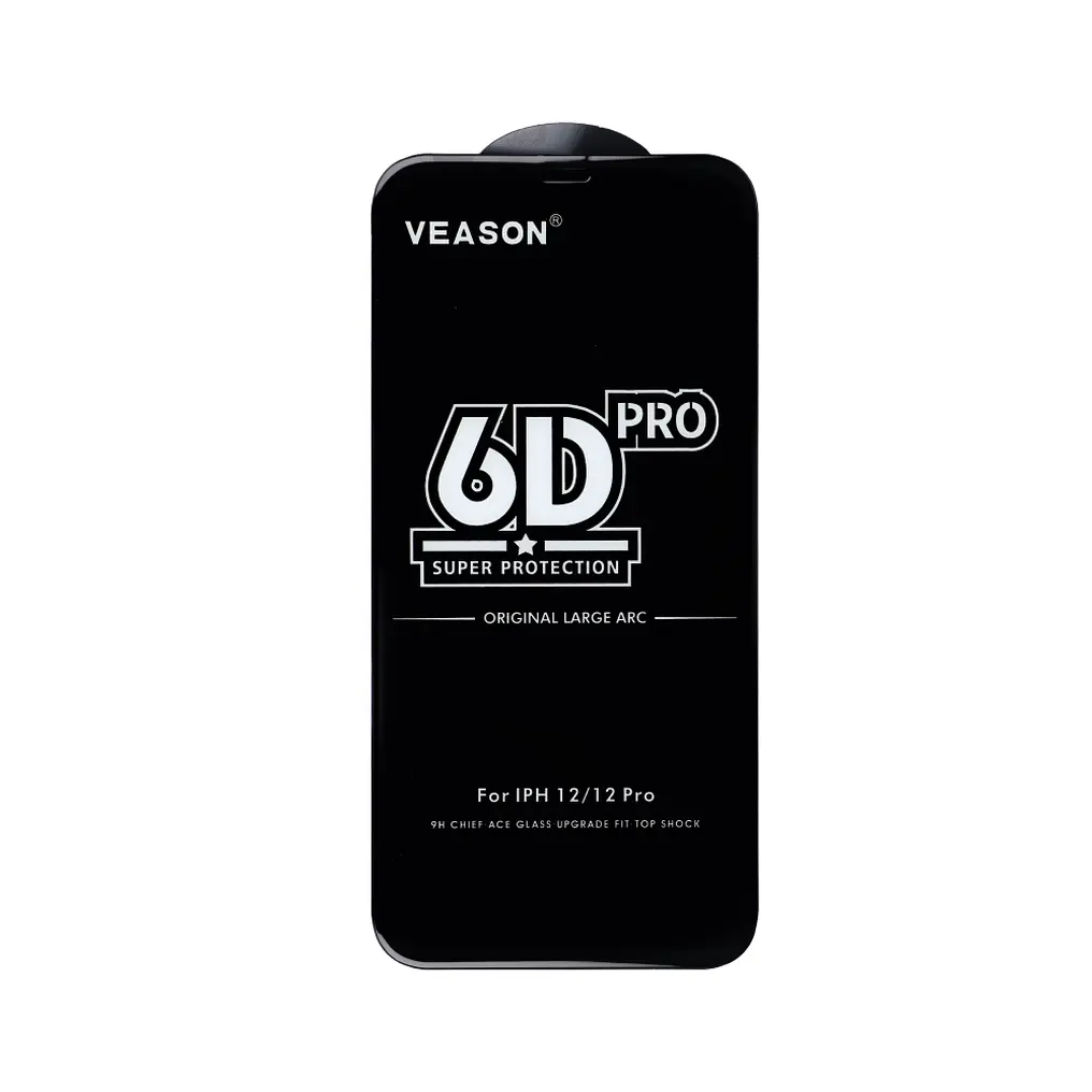 Veason PRO Skærmbeskyttelsesfilm til Apple iPhone 17 / 16 Pro, Hærdet Glas, Fuld Lim, 6D, Sort