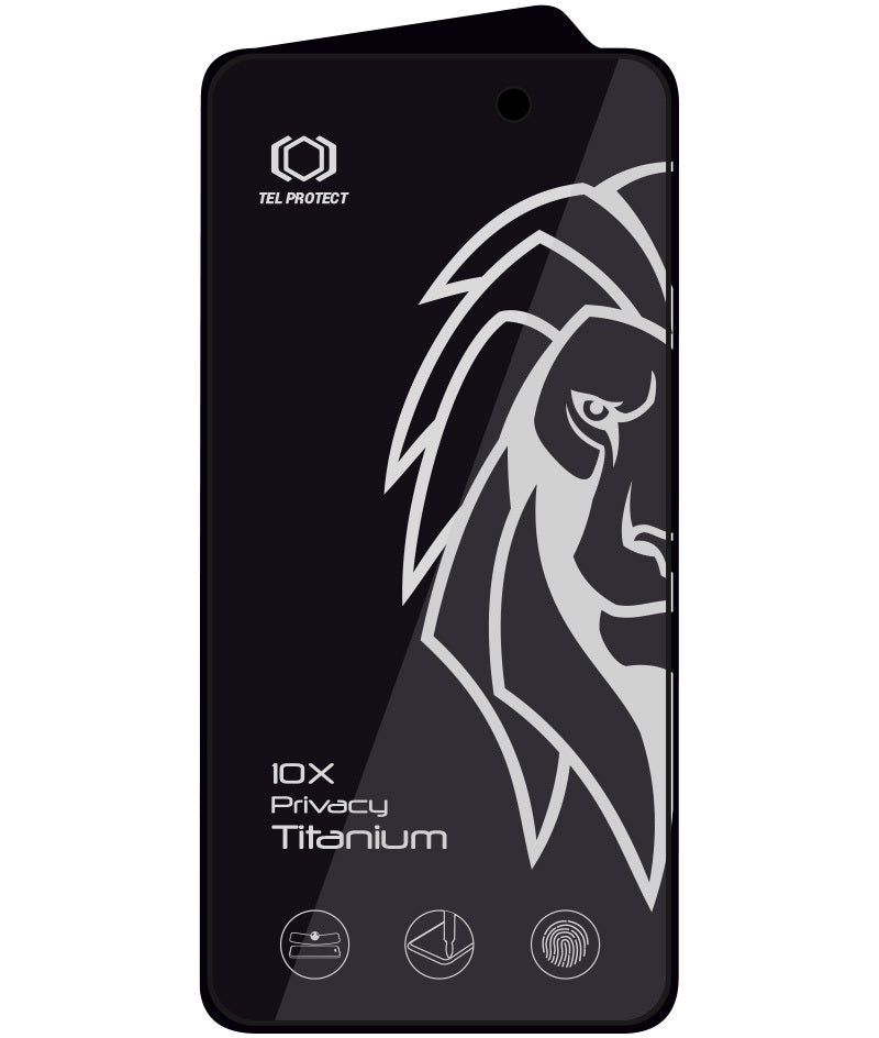 Tel Protect 10X Plus Titanium Privacy-skærmbeskytter til Apple iPhone 17 Pro Max, hærdet glas, fuldlimning