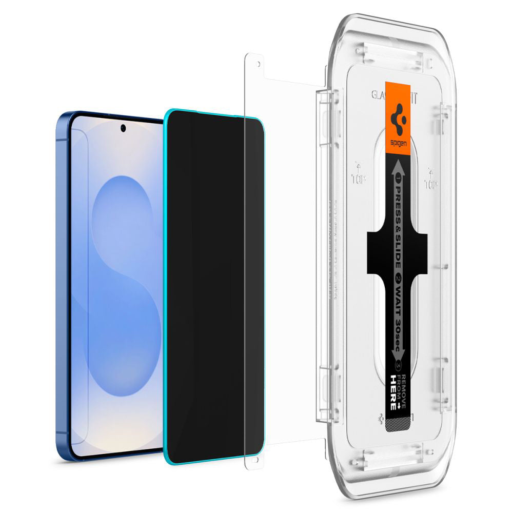 Privacy Skærmbeskyttelsesfilm Spigen GlastR EZ FIT HD til Samsung Galaxy S25 S931 / S24 S921, Hærdet Glas, Fuld Lim, Sæt med 2 stk