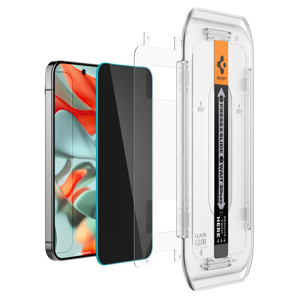 Privacy Skærmbeskytter Spigen GlastR EZ FIT til Google Pixel 9 Pro XL, Hærdet Glas, Fuld Lim, Sæt med 2 stk AGL09313
