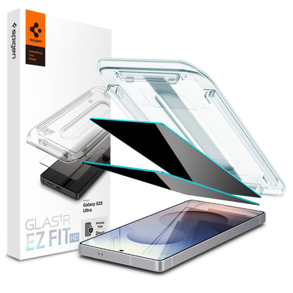 Privacy-skærmbeskytter Spigen GlastR EZ FIT HD til Samsung Galaxy S25 Ultra S938, hærdet glas, fuld lim, sæt med 2 stk. AGL09335