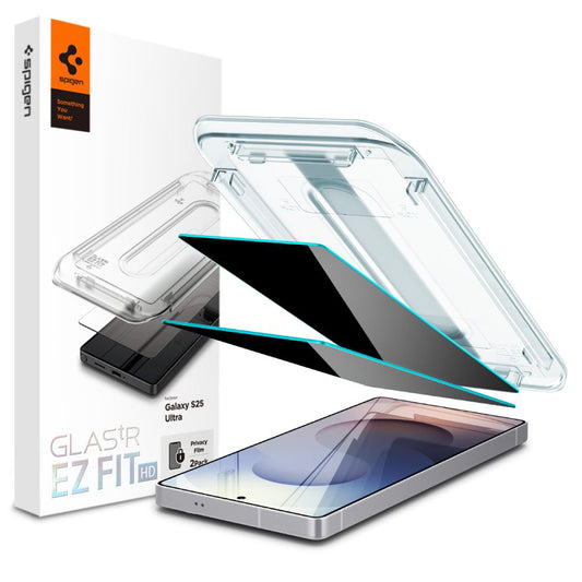 Privacy-skærmbeskytter Spigen GlastR EZ FIT HD til Samsung Galaxy S25 Ultra S938, hærdet glas, fuld lim, sæt med 2 stk. AGL09335