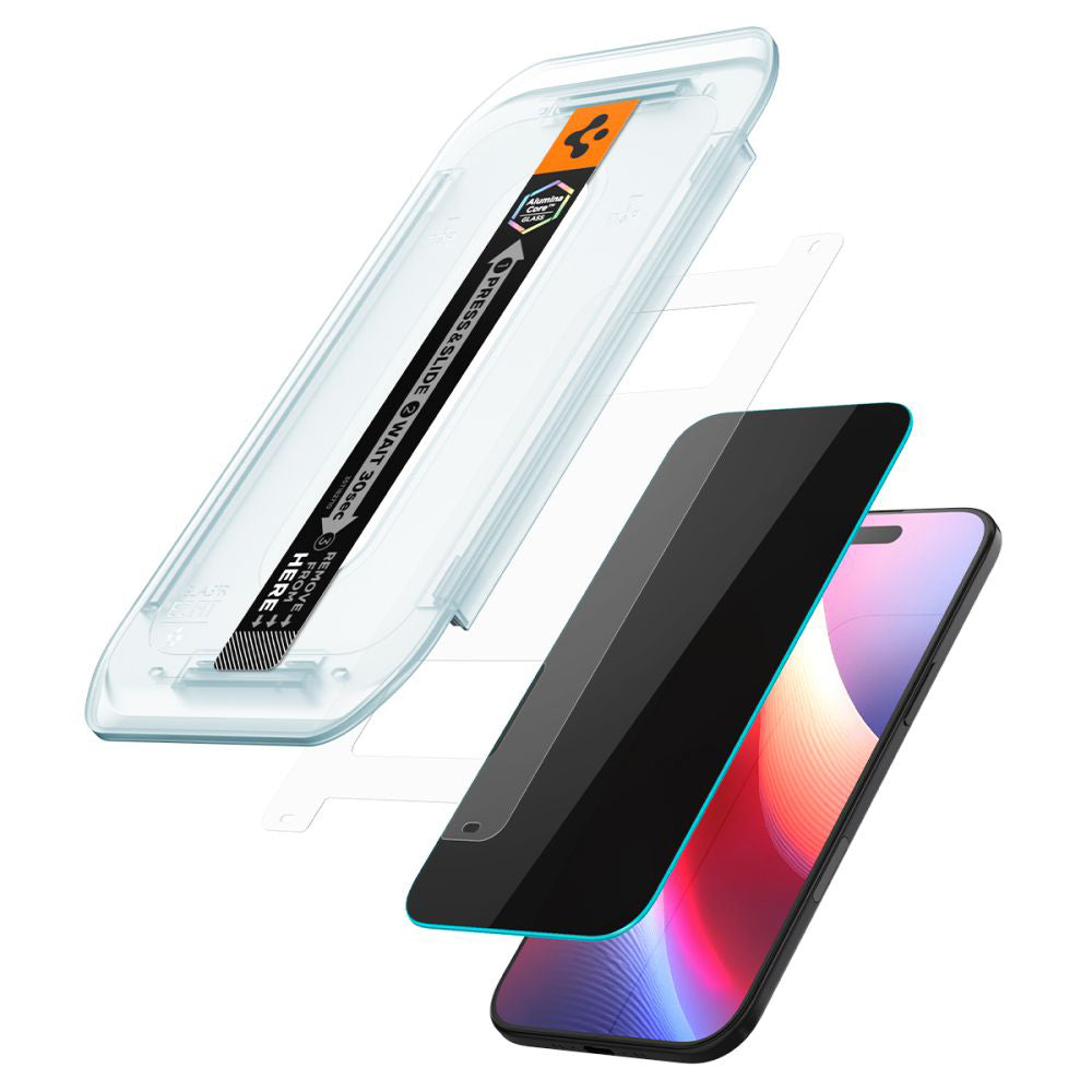 Beskyttelsesfilm til skærm Privacy Spigen GlastR EZ FIT til Apple iPhone 17 Air, Hærdet Glas, Full Glue, Sæt med 2 stykker