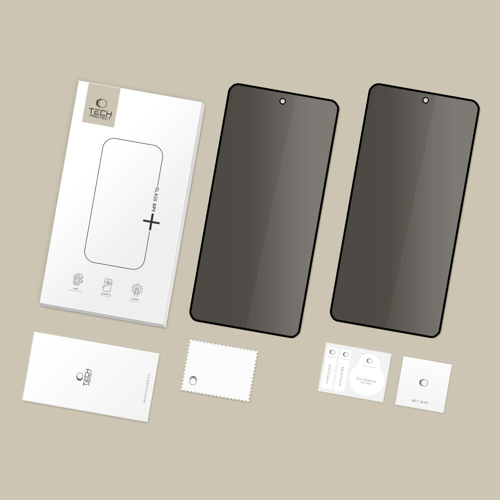 Beskyttelsesfilm til skærm Privacy Tech-Protect Spy+ til Samsung Galaxy S26 Ultra S948, Hærdet glas, Fuldklæbende, Sæt med 2 stykker