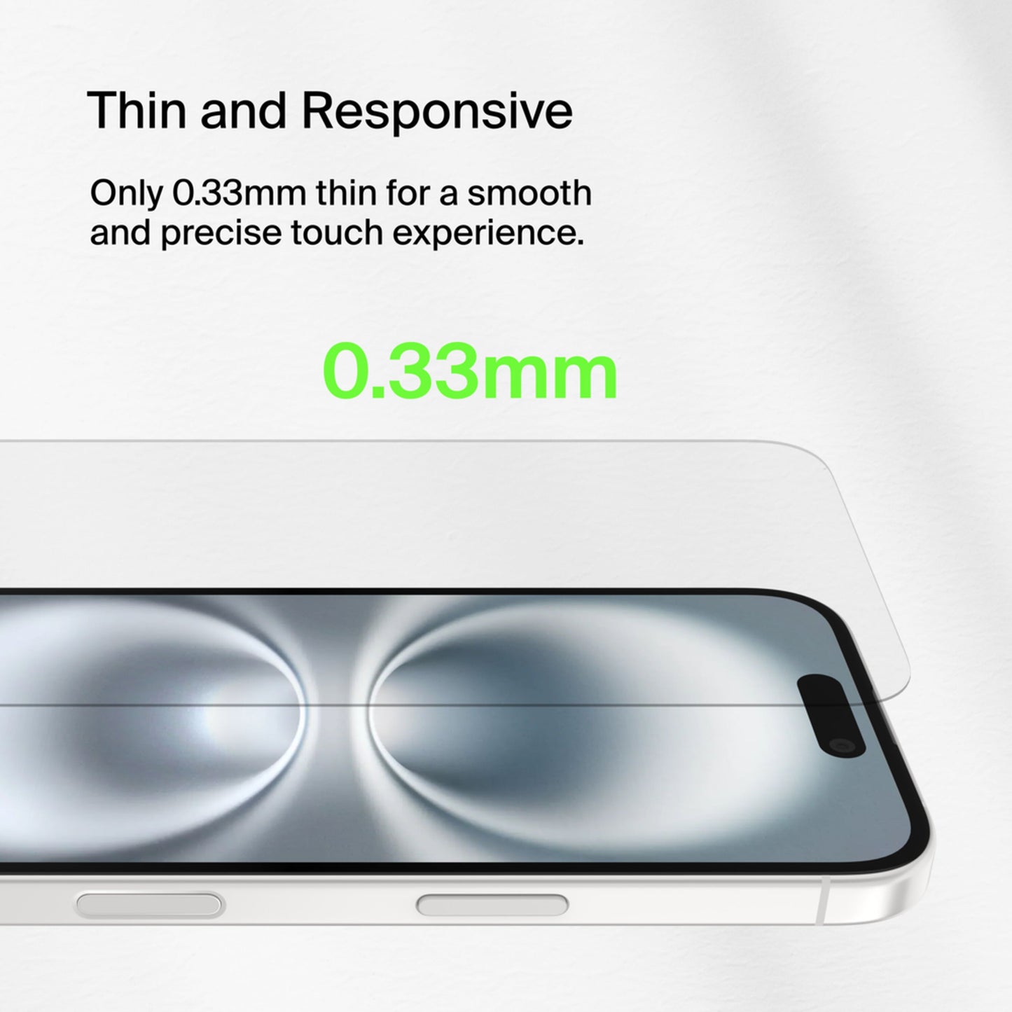 Belkin ScreenForce TemperedGlass skærmbeskytter til Apple iPhone 16 / 15 / 14 Pro, hærdet glas, fuld lim OVA135zz