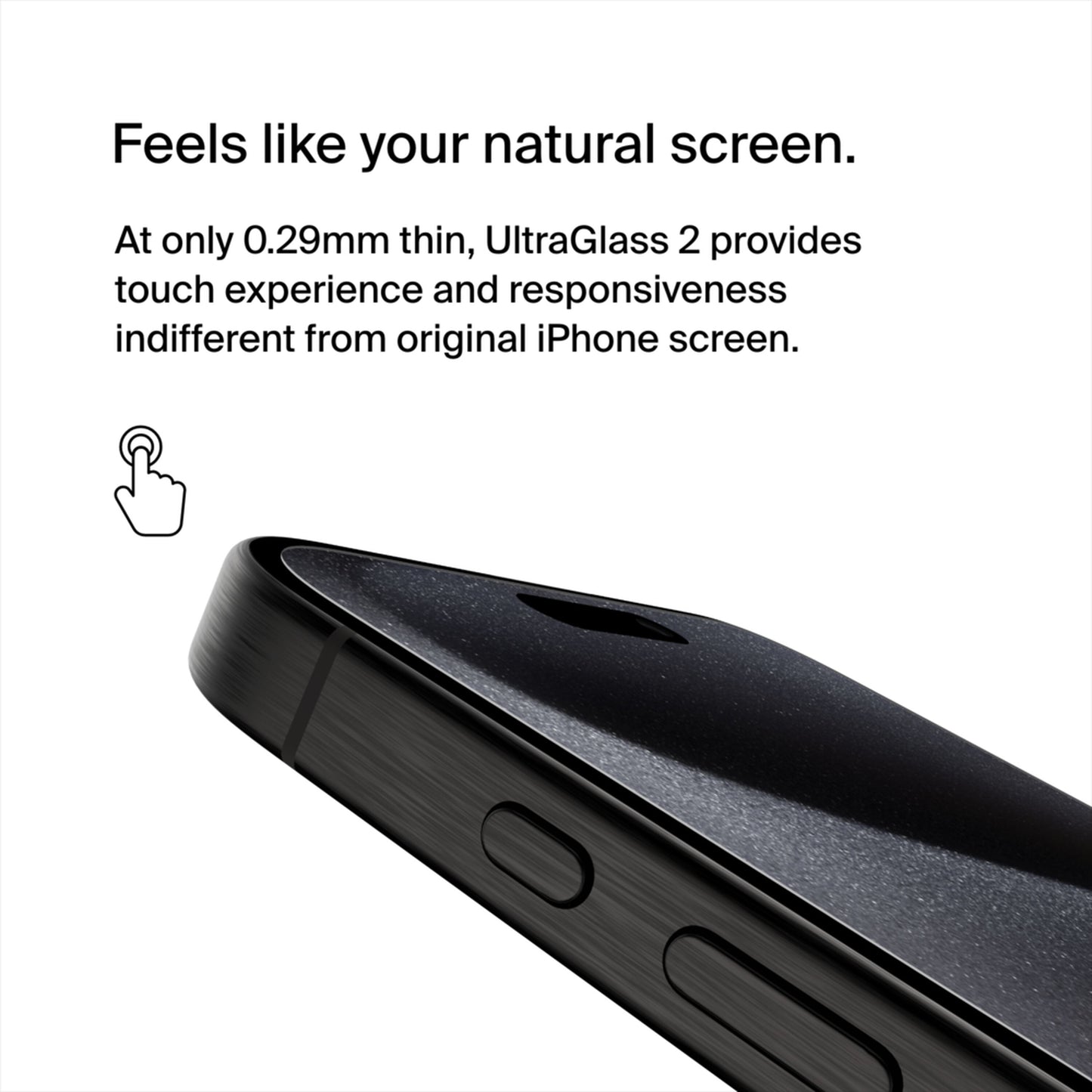 Belkin ScreenForce UltraGlass 2 Screen Protector for Apple iPhone 15 Pro Max, Tempered Glass, Full Glue OVA134zz