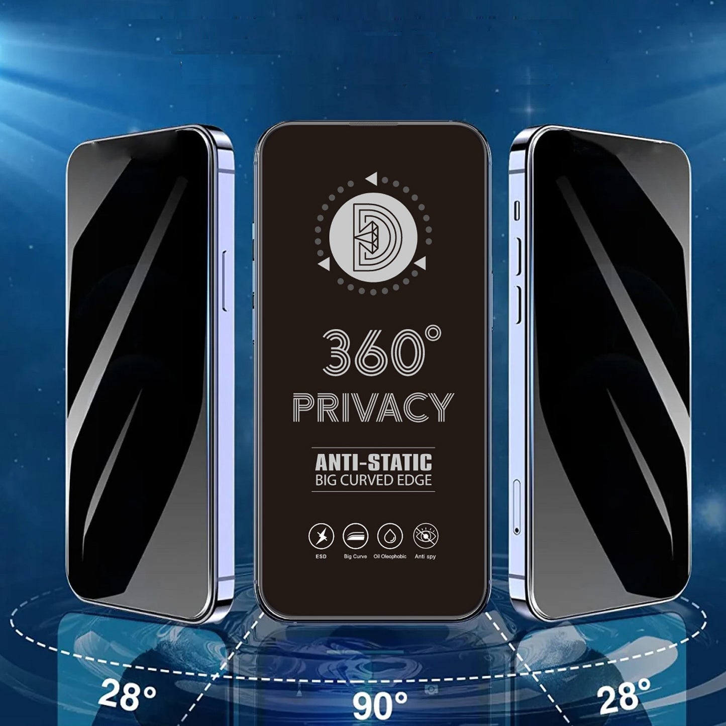 Privacy-skærmbeskyttelsesfilm OEM 360 til Samsung Galaxy A37 5G, hærdet glas, fuld lim