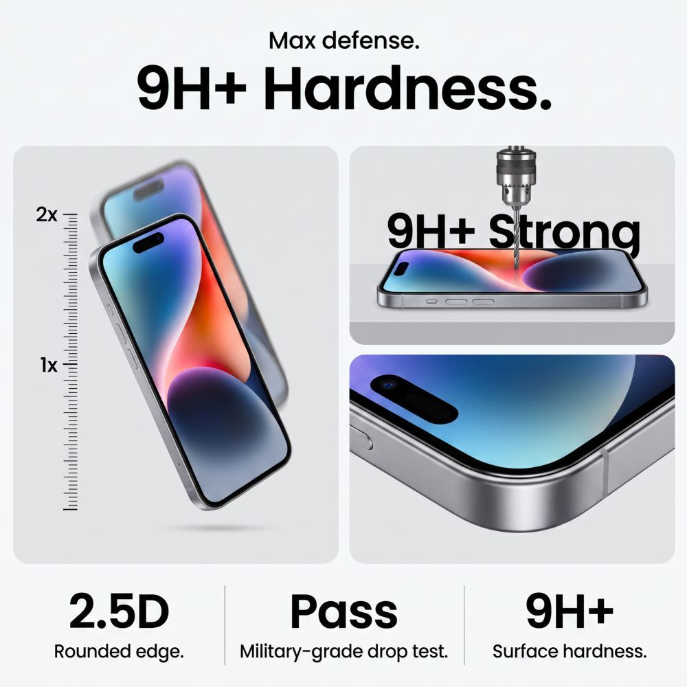 Tech-Protect OneTouch Skærmbeskytter til Apple iPhone 18 Pro Max / 17 Pro Max, Hærdet Glas, Fuld Lim, Sæt med 2 stk., Transparent