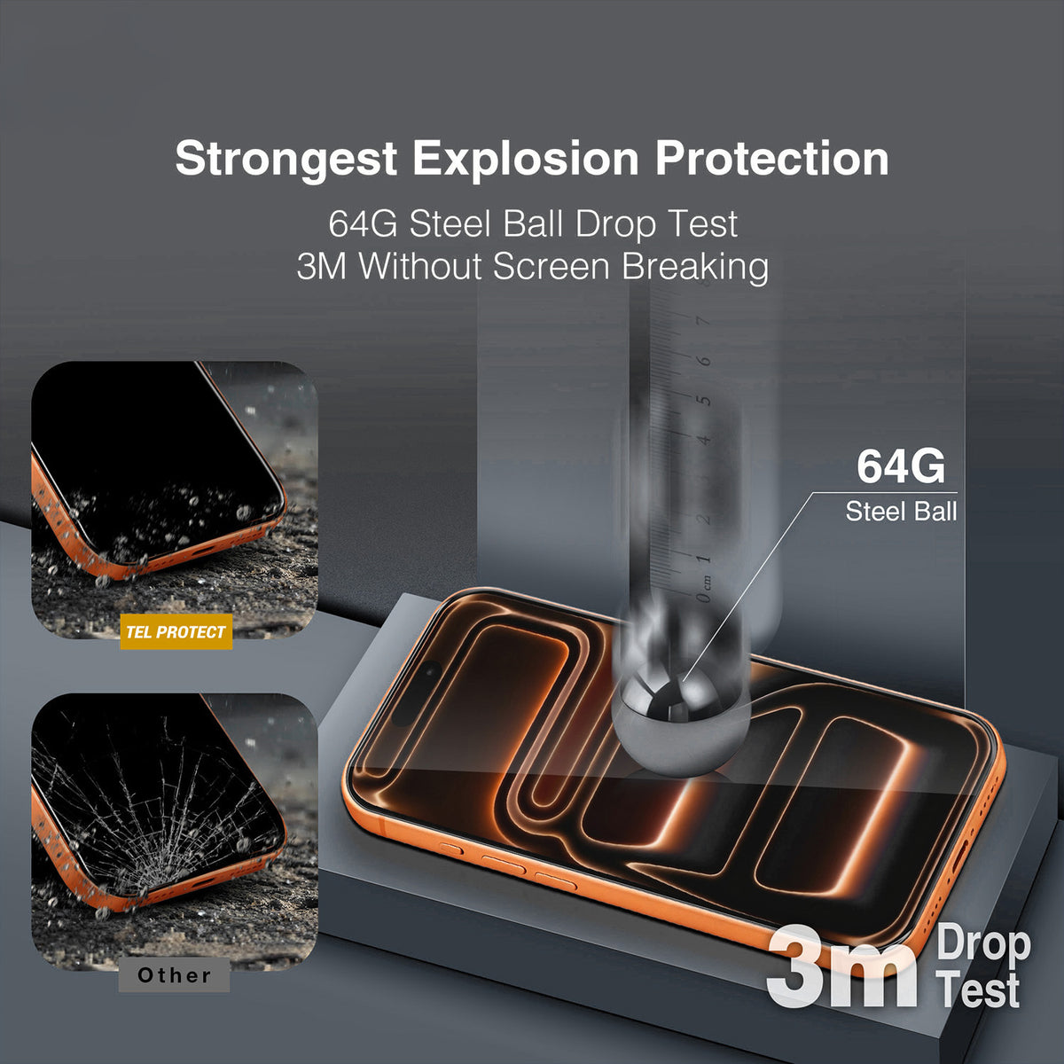 Tel Protect 10X HD DLC Diamond Coating skærmbeskyttelse til Apple iPhone 18 Pro / 17 Pro, hærdet glas, fuldlimet, sort