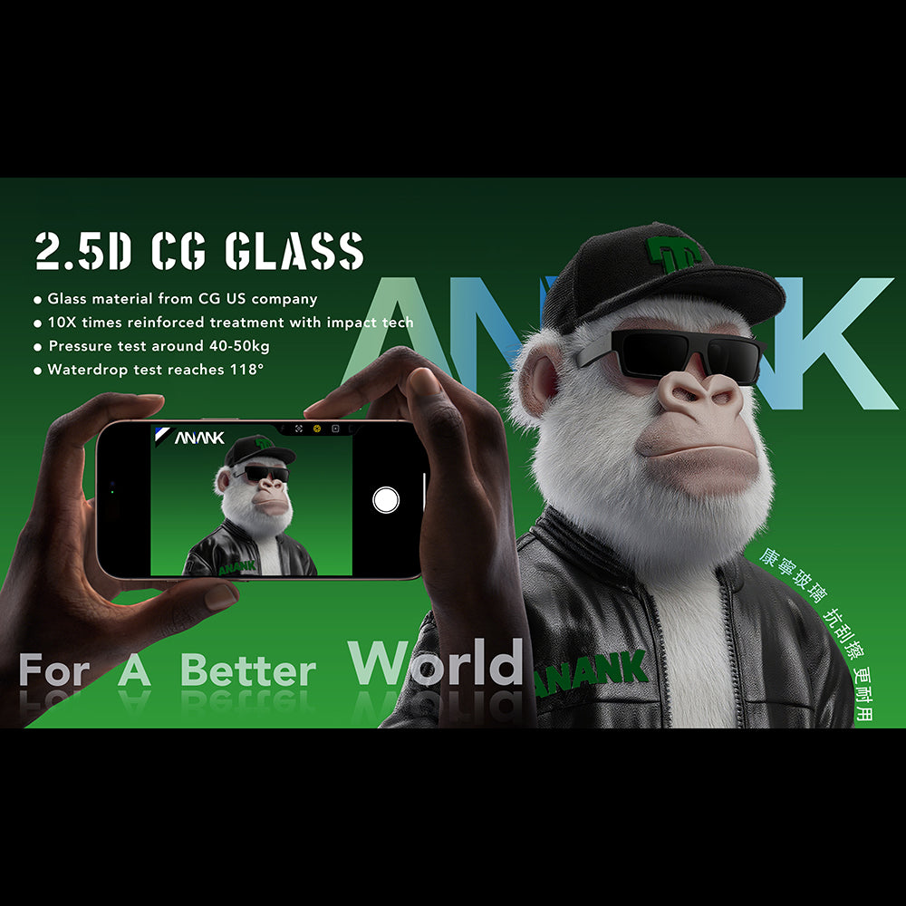 Beskyttelsesfilm Anank 10X Reinforced CG til Apple iPhone 17, Hærdet Glas, Full Glue, 2.5D, Sort