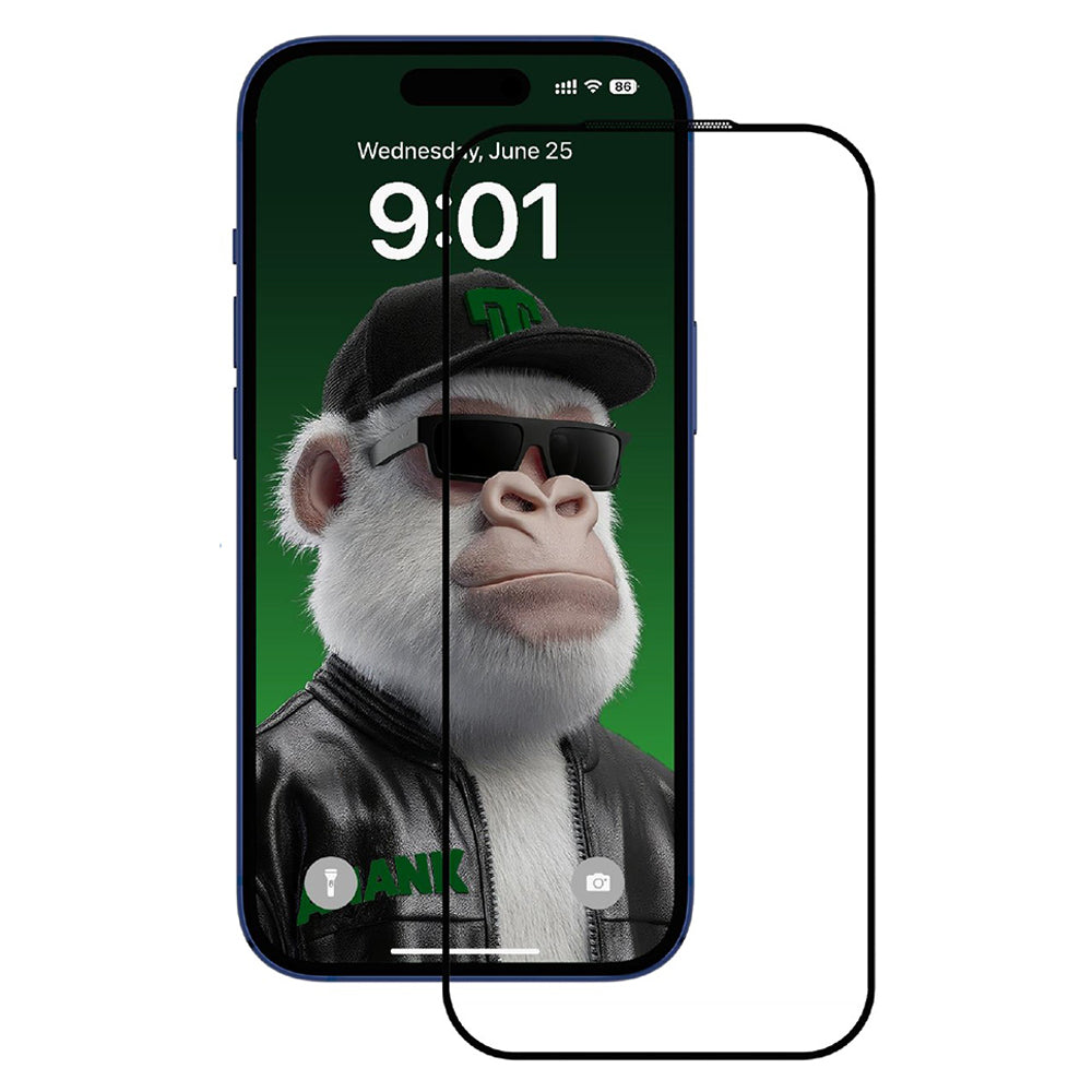 Beskyttelsesfilm Anank 10X Reinforced CG til Apple iPhone 17, Hærdet Glas, Full Glue, 2.5D, Sort