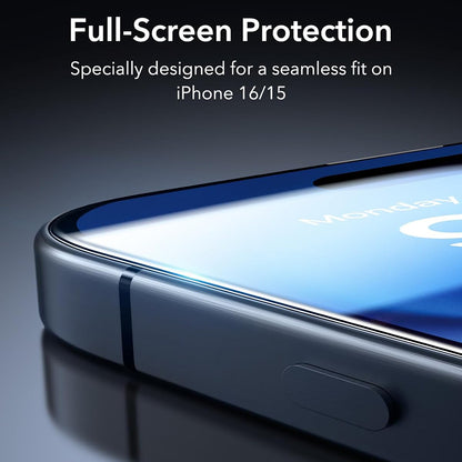 Anank 1X Forstærket Skærmbeskyttelsesfilm til Apple iPhone 16 Pro Max, Hærdet Glas, Fuld Lim, 3D, Sæt med 10 stk.