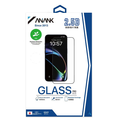 Anank 1X Forstærket Skærmbeskyttelsesfilm til Apple iPhone 16 Pro, Hærdet Glas, Fuld Lim, 2.5D, Sæt med 10 stk, Sort