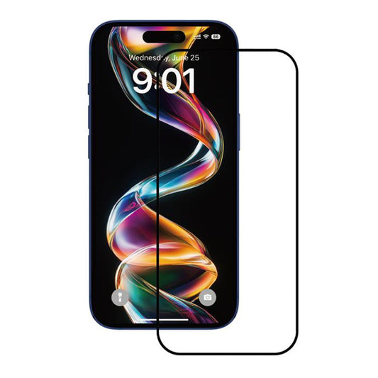 Anank 1X Forstærket Skærmbeskyttelsesfilm til Apple iPhone 16, Hærdet Glas, Fuld Lim, 2.5D, Sort