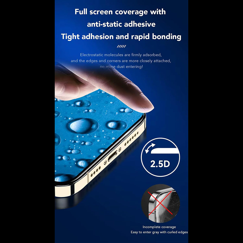 Anank 3X Forstærket Skærmbeskyttelsesfilm til Apple iPhone 17e / 16e / 14 / 13 Pro, Hærdet Glas, Fuld Lim, 2.5D, Sort