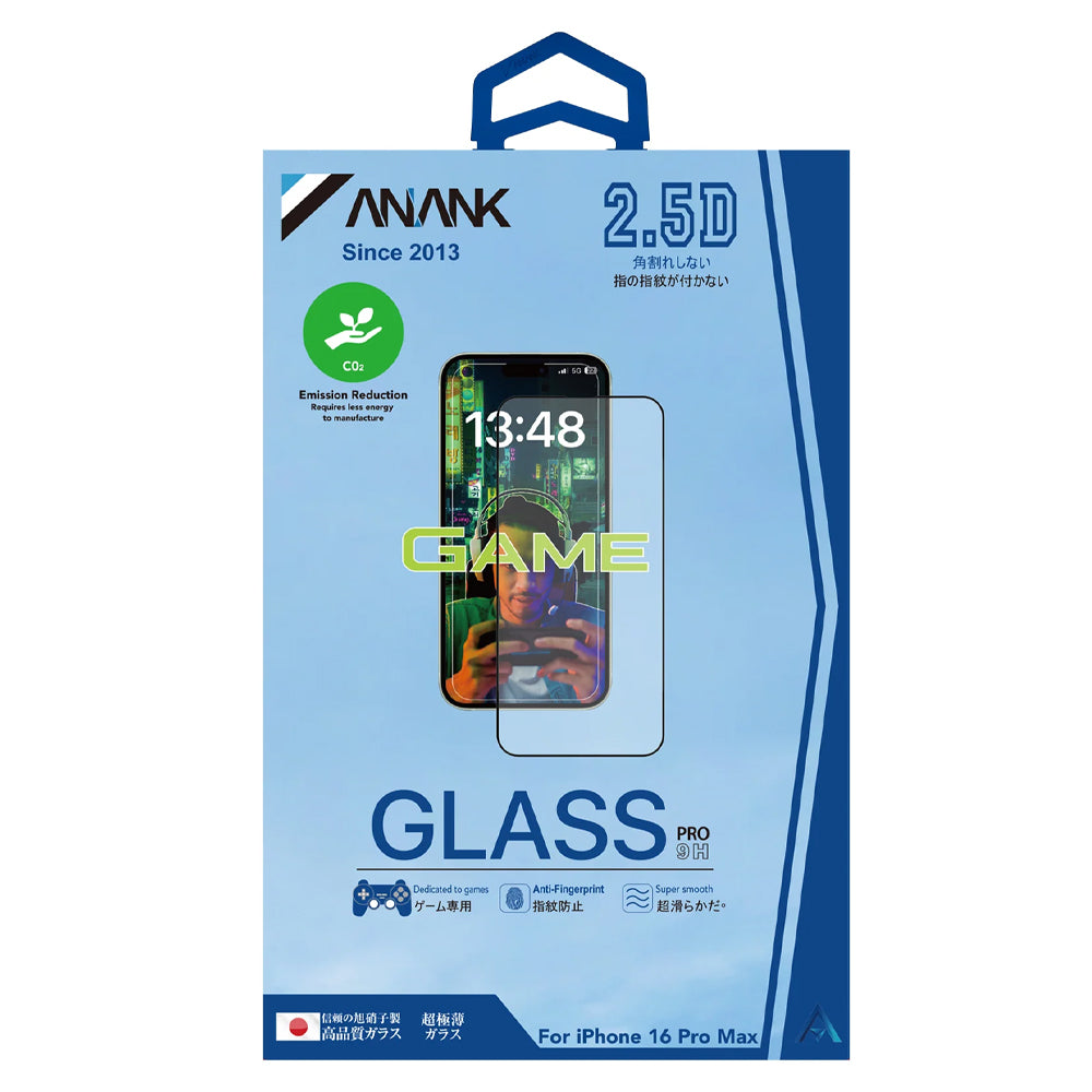 Anank Anti-Fingerprint Skærmbeskytter til Apple iPhone 17e / 16e / 14 / 13 Pro, Hærdet Glas, Fuld Lim, 2.5D, Sort
