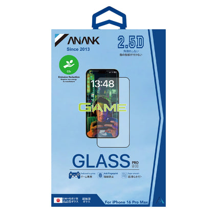 Anank Anti-Fingerprint Skærmbeskytter til Apple iPhone 17e / 16e / 14 / 13 Pro, Hærdet Glas, Fuld Lim, 2.5D, Sort