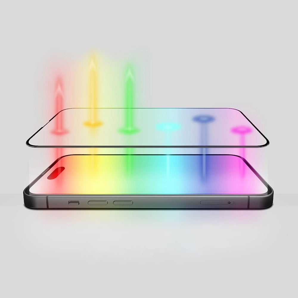 Beskyttelsesfilm til skærm Anti Blue Light Anank 5X Forstærket til Apple iPhone 17 Pro Max, Hærdet Glas, Fuldklæbende, 2.5D, Sort